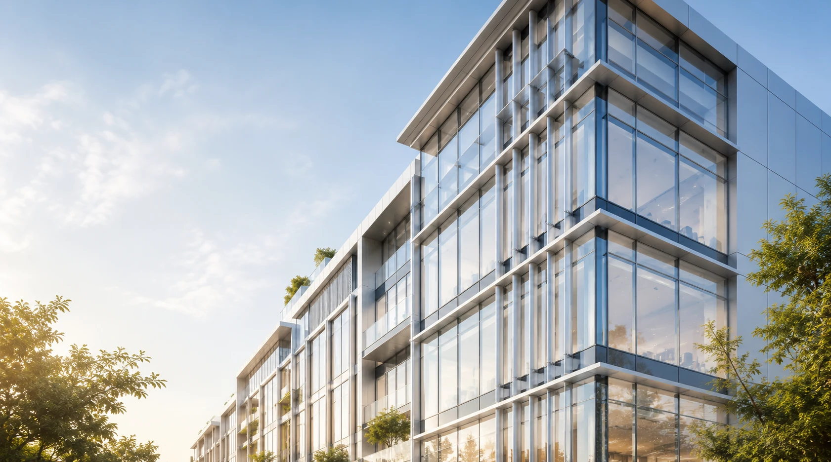 Modern architectural facade with System aluminium window systems